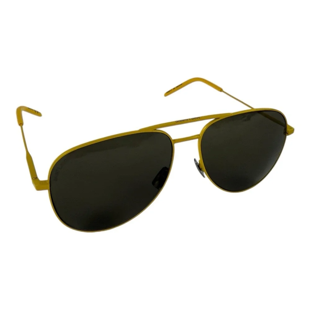 Saint‎ Laurent NEW Aviator Sunglasses Yellow Gray Lens 59/14-145 w/ Case